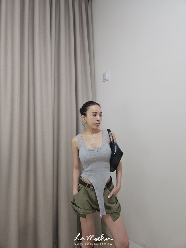 三鉚釘螺紋棉質連體衣